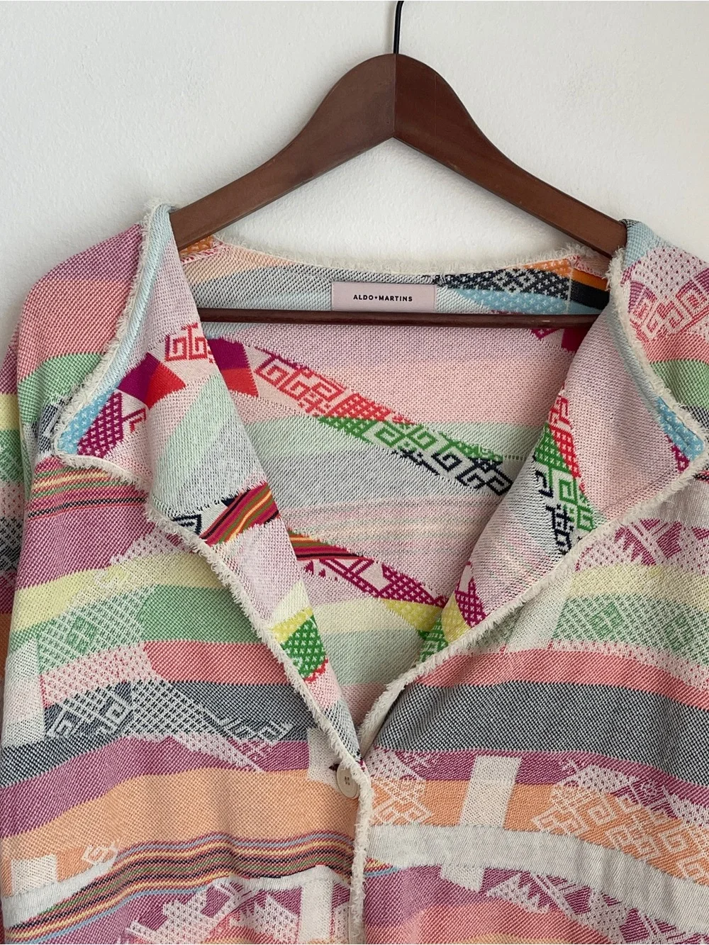 Aldo Martins Silan Cardigan Pastel Aztec Geometric Open Front Western Medium